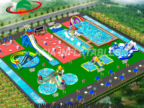Giant removable inflatable water park