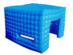 Blauwe opblaasbare kubus tent