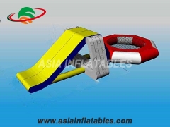  Inflatable Air Tight Water Floating Slide With Trampoline