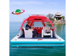Opblaasbaar waterrecreatie-eilandplatform