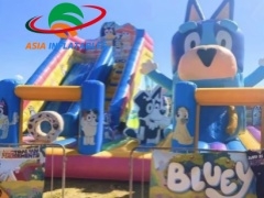 Gigantische opblaasbare Funcity met blauw thema te koop fabrikanten