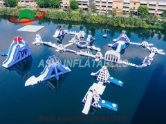 Stijlvol Volwassenen Sport Aqua Water Fun Park Spel, Opblaasbaar Drijvend Aqua Park voor het Meer